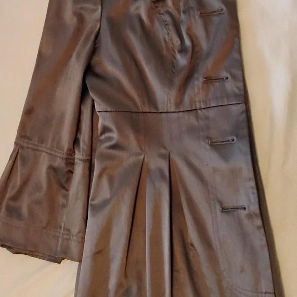 Y2K Vintage BCX Metallic Dark Vampy Trench Coat Dress 🌟 Fit & Flare Babydoll - Picture 2 of 8